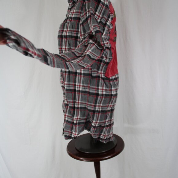 49ers Flannel San Francisco Shirt Button Down NFL Red/Gray Size S Upcycled - Picture 3 of 6